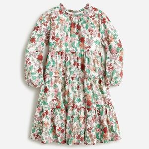 CREWCUTS NWOT Christmas Poinsettia Flower Metallic Woven Tiered Dress